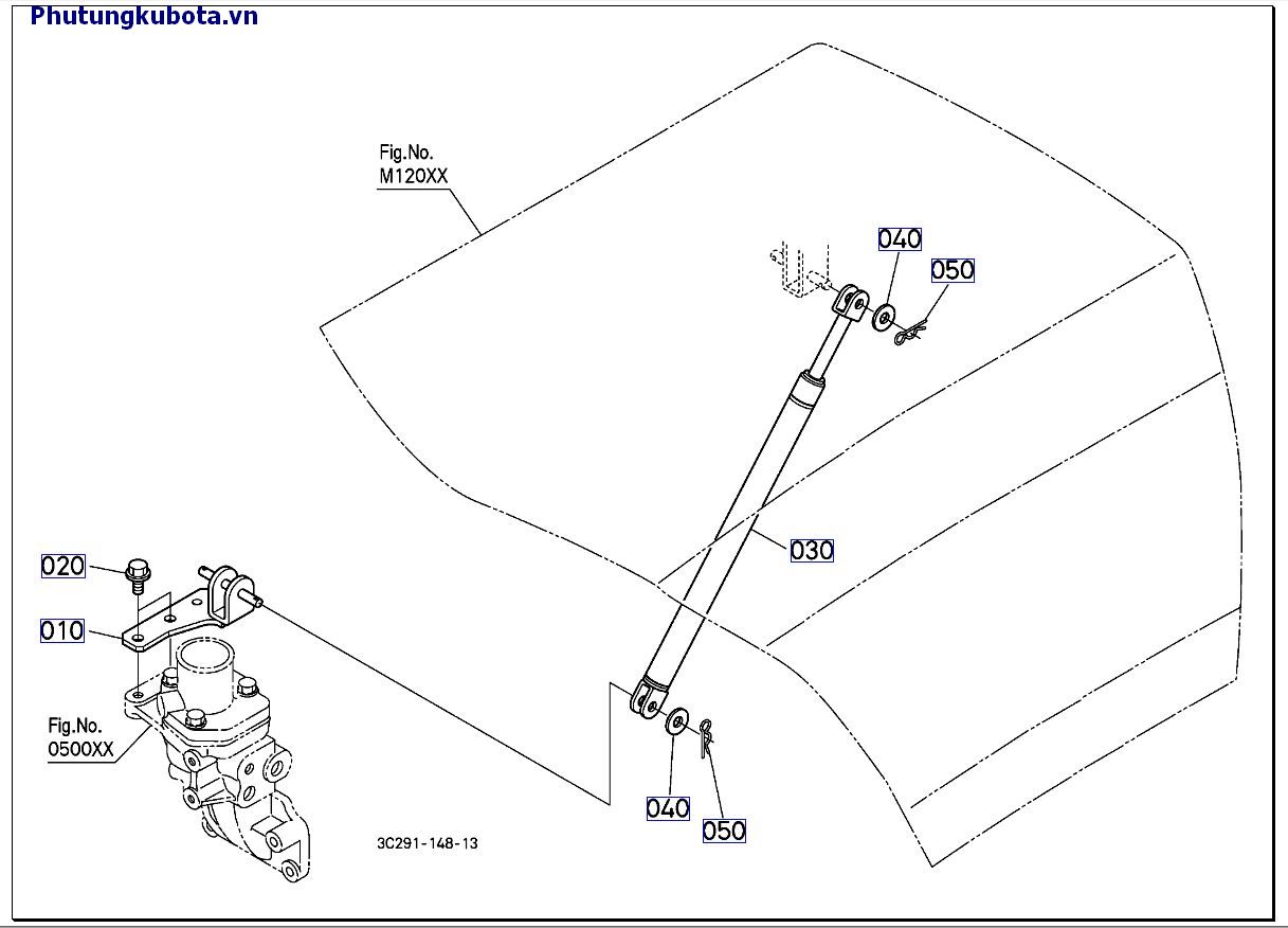 Bộ giảm sóc mui/ nắp cabo cũ 50001-89999